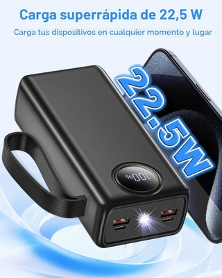 Power Bank 27000mAh 4 Cables Integrados