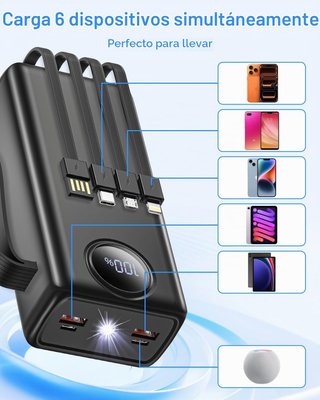 Power Bank 27000mAh 4 Cables Integrados