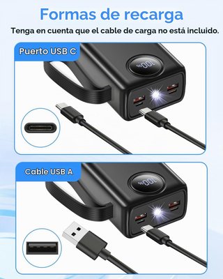 Power Bank 27000mAh 4 Cables Integrados