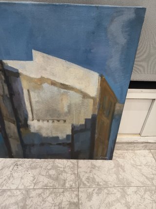 Cuadro al óleo paisaje urbano