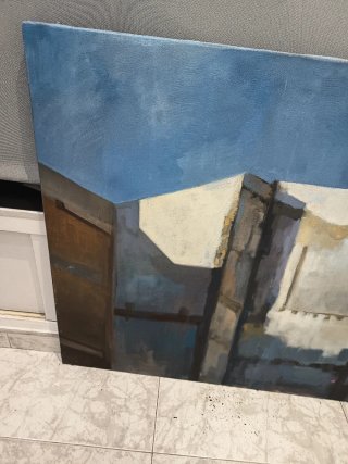 Cuadro al óleo paisaje urbano