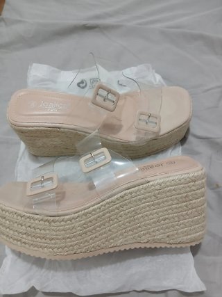 Sandalias cuña transparentes Joalice beige