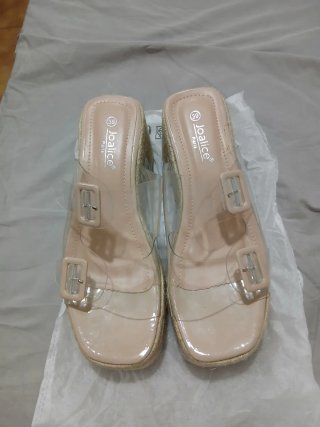 Sandalias cuña transparentes Joalice beige