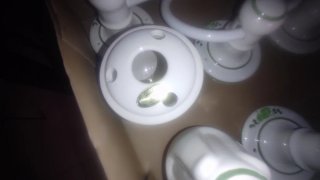 Set Accesorios Baño Porcelana Blanco y Verde