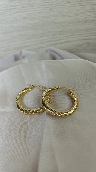 Pendientes Aro Retorcido Chapado Oro 18k