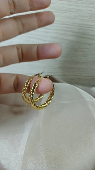 Pendientes Aro Retorcido Chapado Oro 18k
