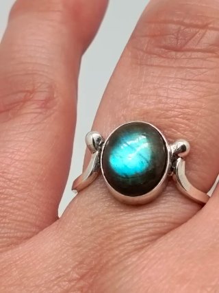 Anillo Plata 925 y Labradorita Azul