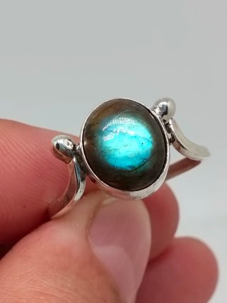 Anillo Plata 925 y Labradorita Azul