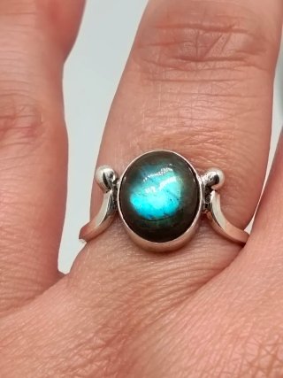Anillo Plata 925 y Labradorita Azul