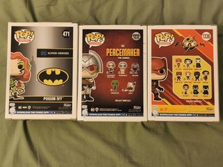 Lote 3 Funkos DC: Peacemaker, Flash, Poison Ivy