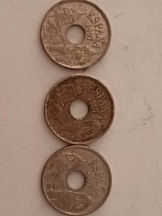 3 Monedas 25 Pesetas 1997 España