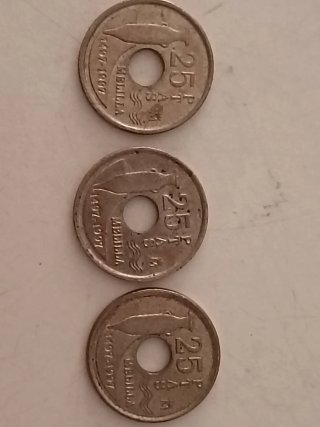 3 Monedas 25 Pesetas 1997 España