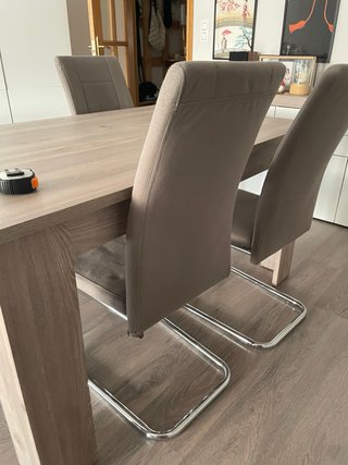 Conjunto 4 sillas comedor tela y metal