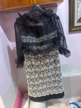 Vestido Gala Giar beige y negro