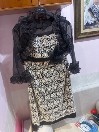 Vestido Gala Giar beige y negro