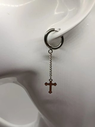 Pendientes Aro Cadena Cruz Acero Inoxidable