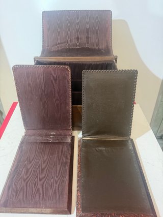 Conjunto Escritorio Cuero Repujado Antiguo
