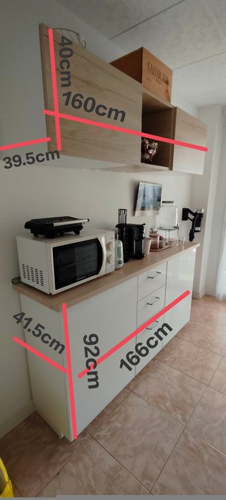 Mueble Aparador de Cocina + Mueble Alto Suspendido