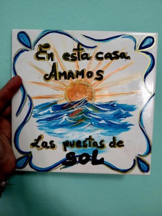 Azulejo decorativo Amamos las puestas de sol