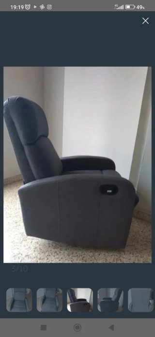 Sillón relax reclinable gris tela, perfecto estado