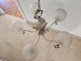 Lámpara de techo de cristal y metal
