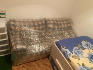 Sofá de tela a cuadros