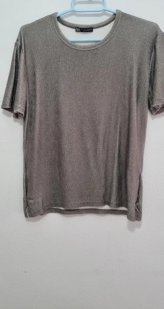 Camiseta Zara Plateada Talla M