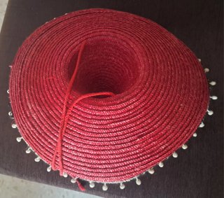 Sombrero adulto Mexicano Rojo con Pompones