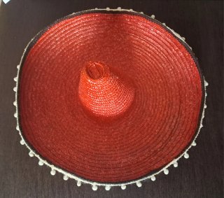 Sombrero adulto Mexicano Rojo con Pompones