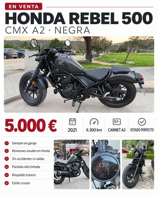Honda Rebel 500 CMX A2 L Negra