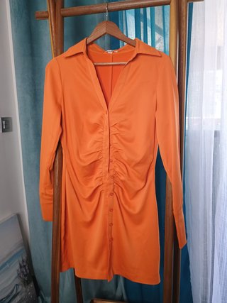 Vestido naranja H&M ajustado fruncido Talla M