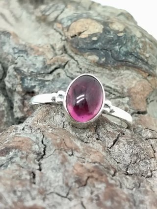 Anillo Plata 925 Granate Morado Ovalado