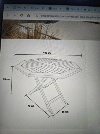Mesa Teca Octogonal Plegable 100x100