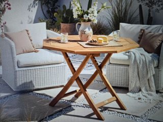 Mesa Teca Octogonal Plegable 100x100