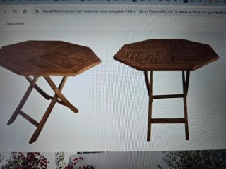 Mesa Teca Octogonal Plegable 100x100