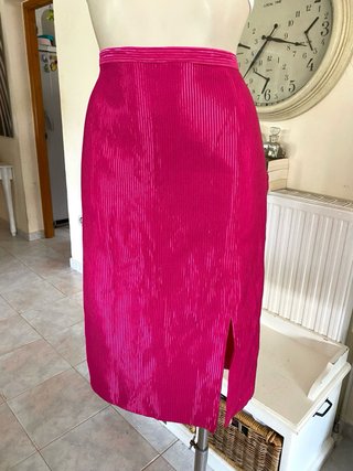 Falda midi fucsia brillante vintage T48