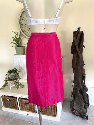 Falda midi fucsia brillante vintage T48
