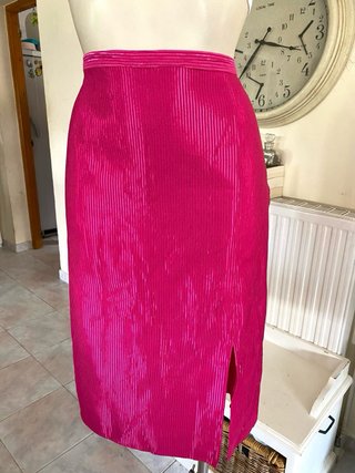 Falda midi fucsia brillante vintage T48