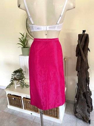 Falda midi fucsia brillante vintage T48