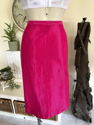 Falda midi fucsia brillante vintage T48