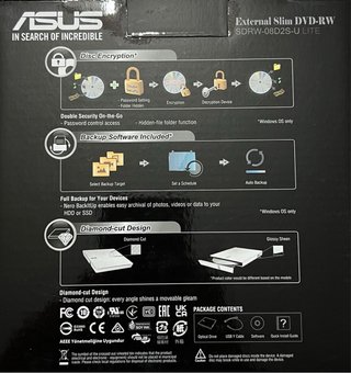 Grabadora Externa Asus DVD-RW SDRW-08D2S-U LITE