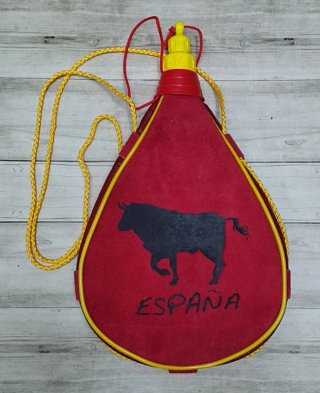 OFERTA. BOTA PIEL AUTÉNTICA ROJA TORO ESPALA 1L