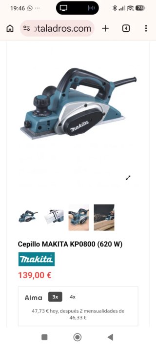 Cepillo Eléctrico Makita KP0800 620W