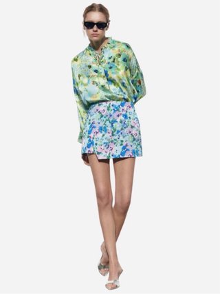Falda pantalón Zara floral XS