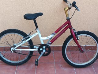 Bicicleta infantil roja y blanca