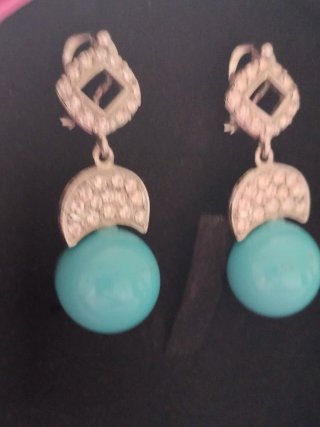 Pendientes bola turquesa diseño plata chapado