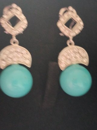 Pendientes bola turquesa diseño plata chapado