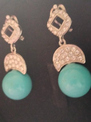 Pendientes bola turquesa diseño plata chapado