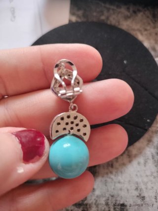 Pendientes bola turquesa diseño plata chapado