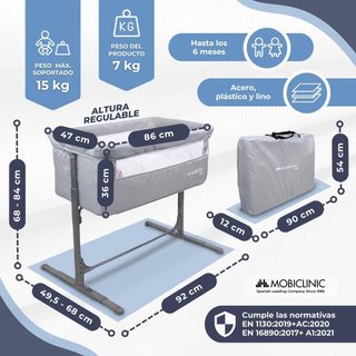 Cuna Colecho Mobiclinic Gris - SIN USO